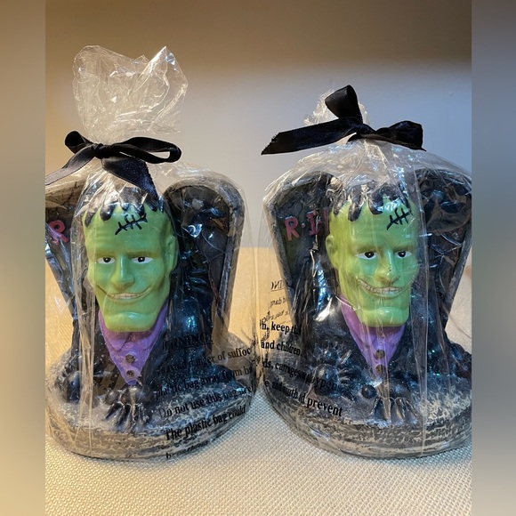 Set of 2 Frankenstein Monster Candles, 6” Tall, Halloween Decoration - Picture 1 of 9